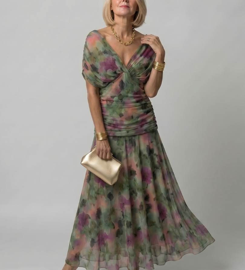 Sorcha - Watercolour Floral Midi Dress