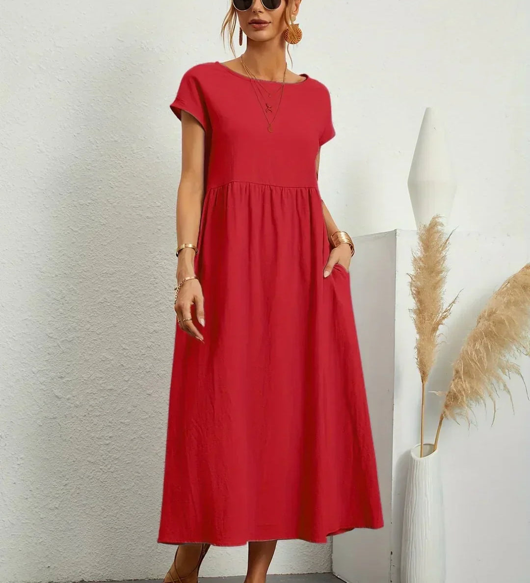 Fiona | Cotton-Silk Midi Dress