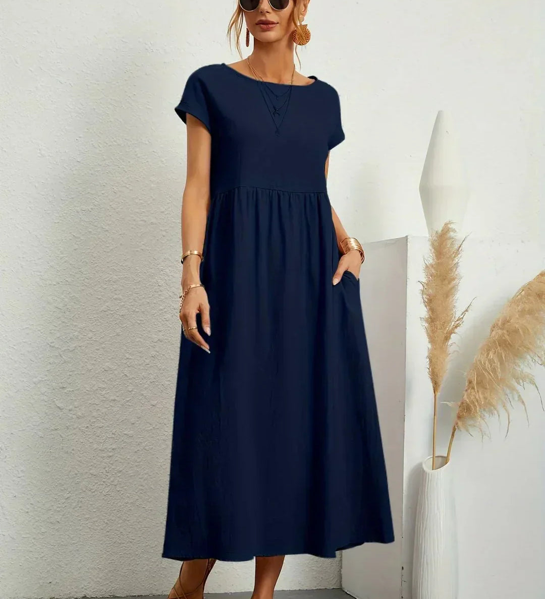 Fiona | Cotton-Silk Midi Dress