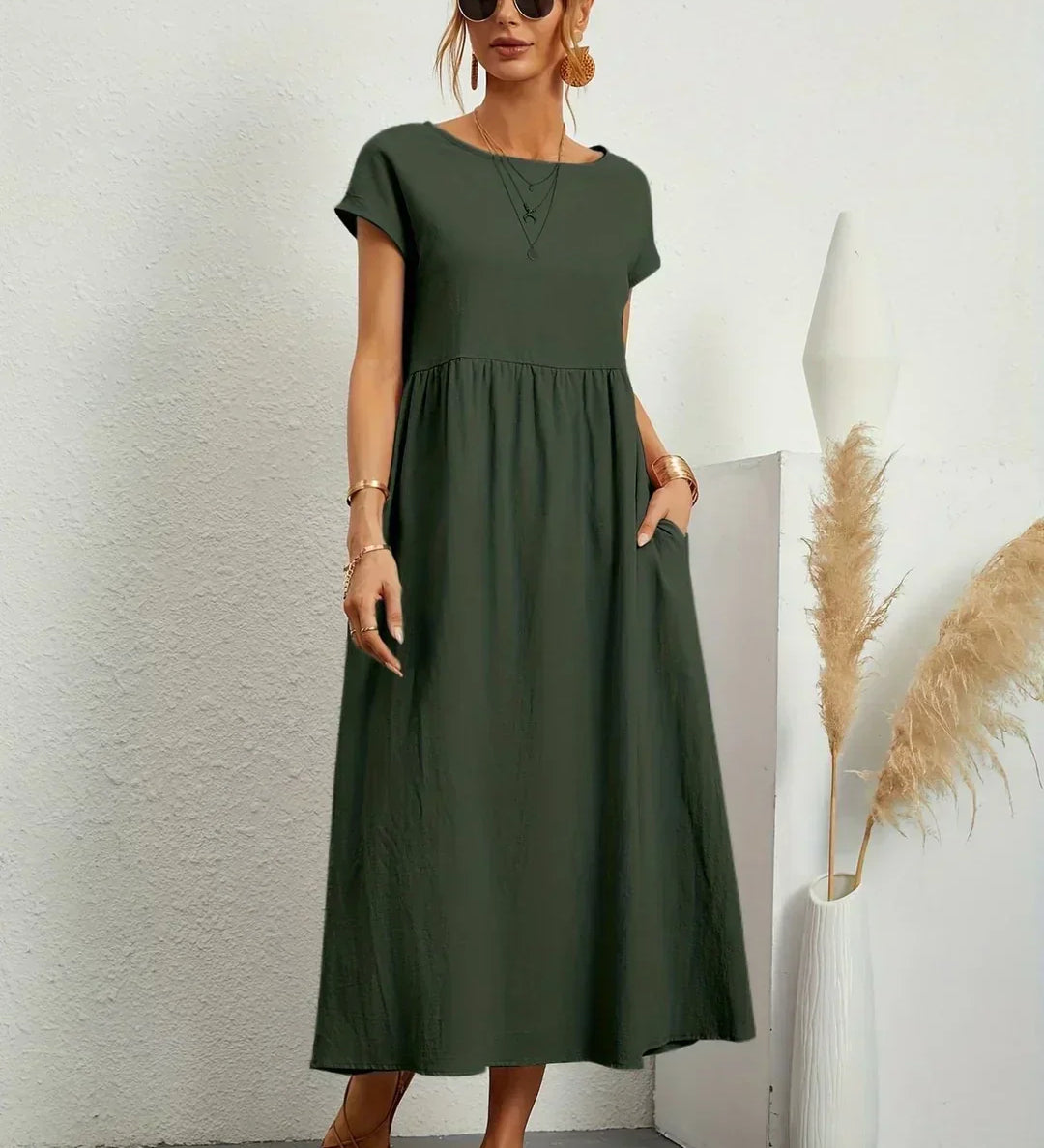 Fiona | Cotton-Silk Midi Dress