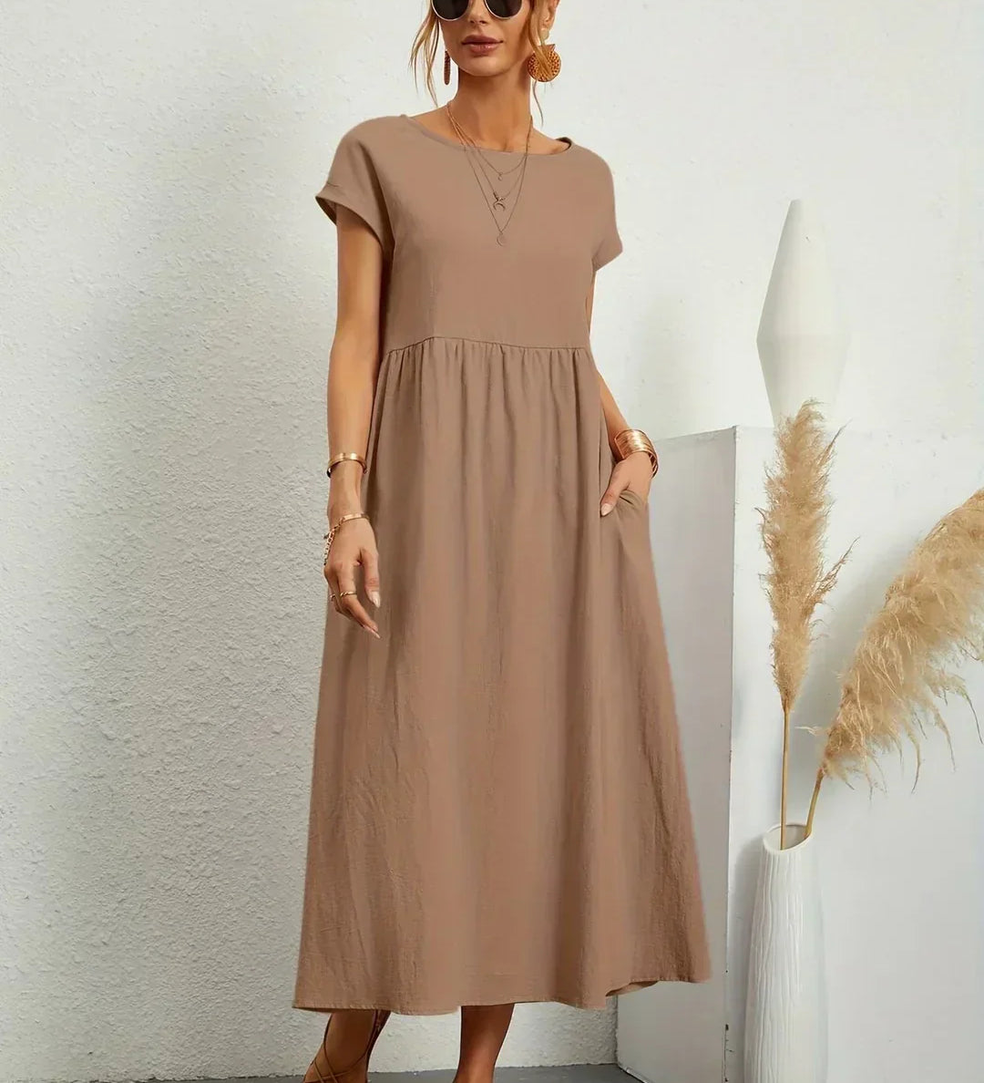 Fiona | Cotton-Silk Midi Dress