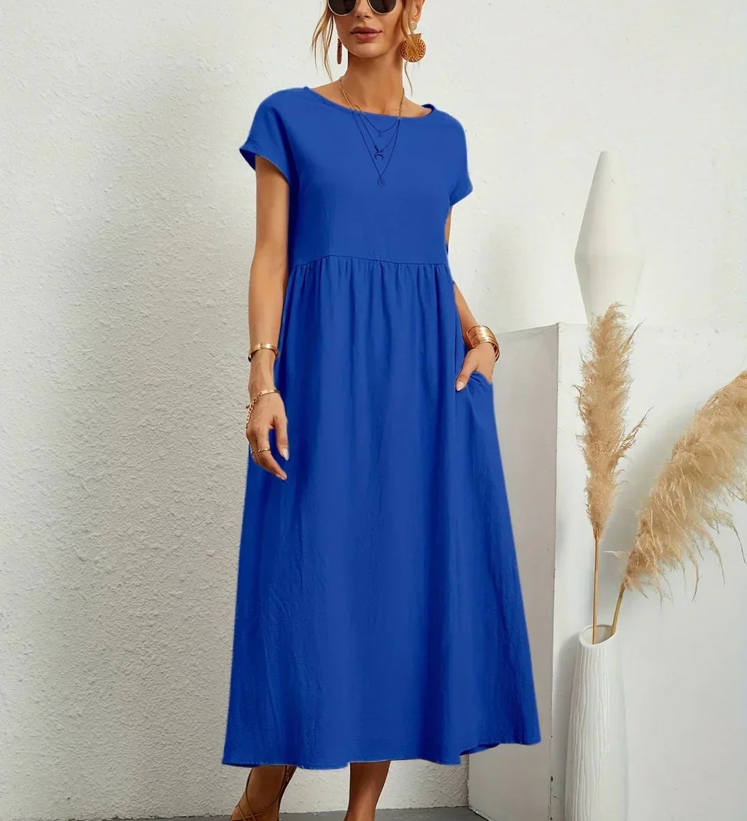 Fiona | Cotton-Silk Midi Dress
