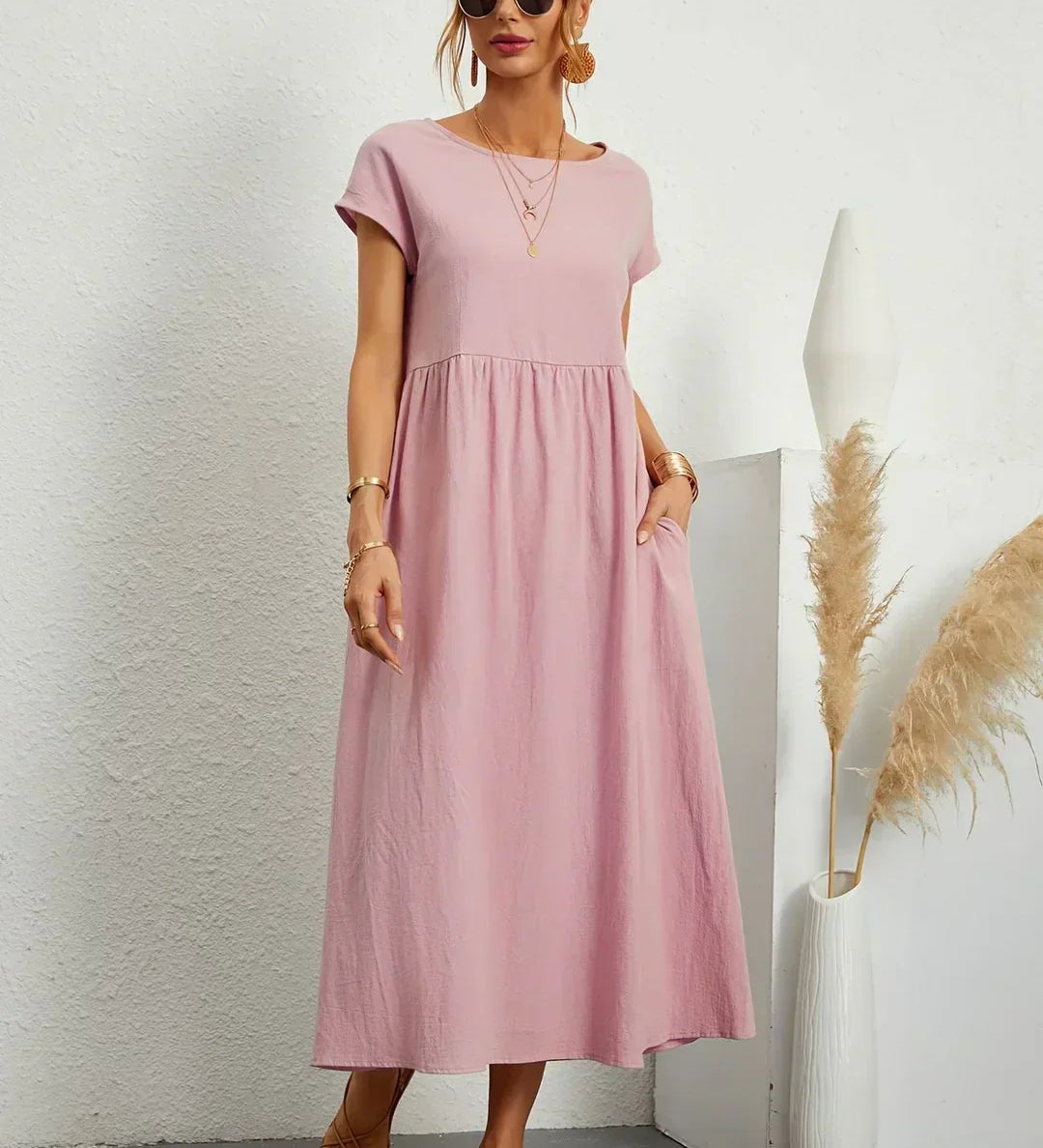 Fiona | Cotton-Silk Midi Dress