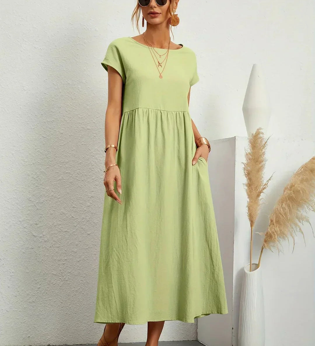 Fiona | Cotton-Silk Midi Dress