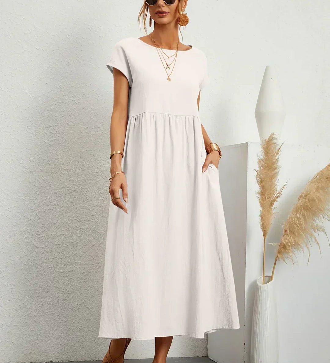 Fiona | Cotton-Silk Midi Dress