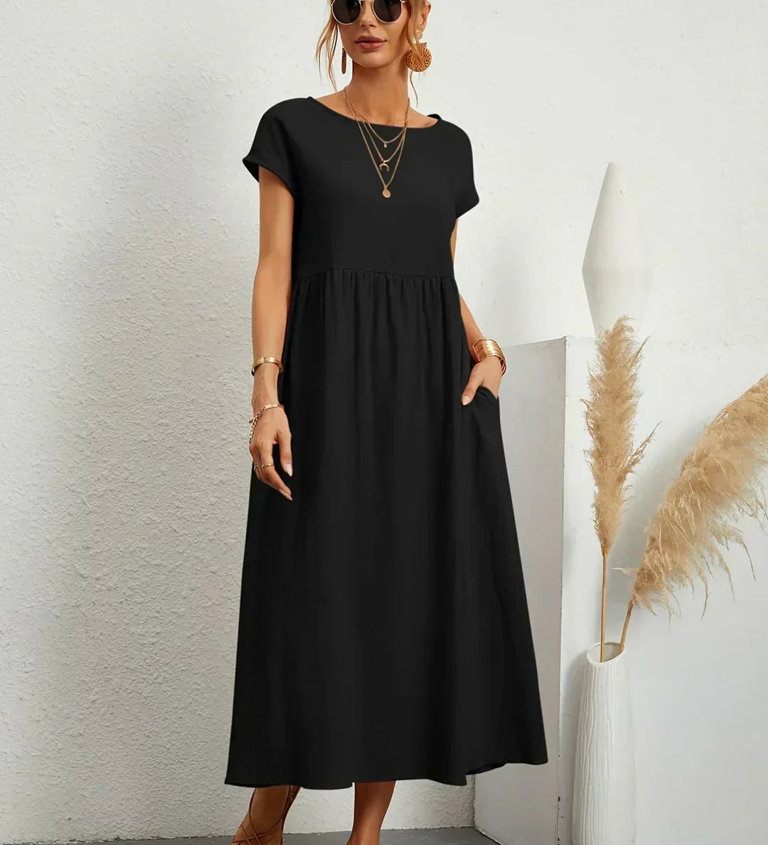 Fiona | Cotton-Silk Midi Dress