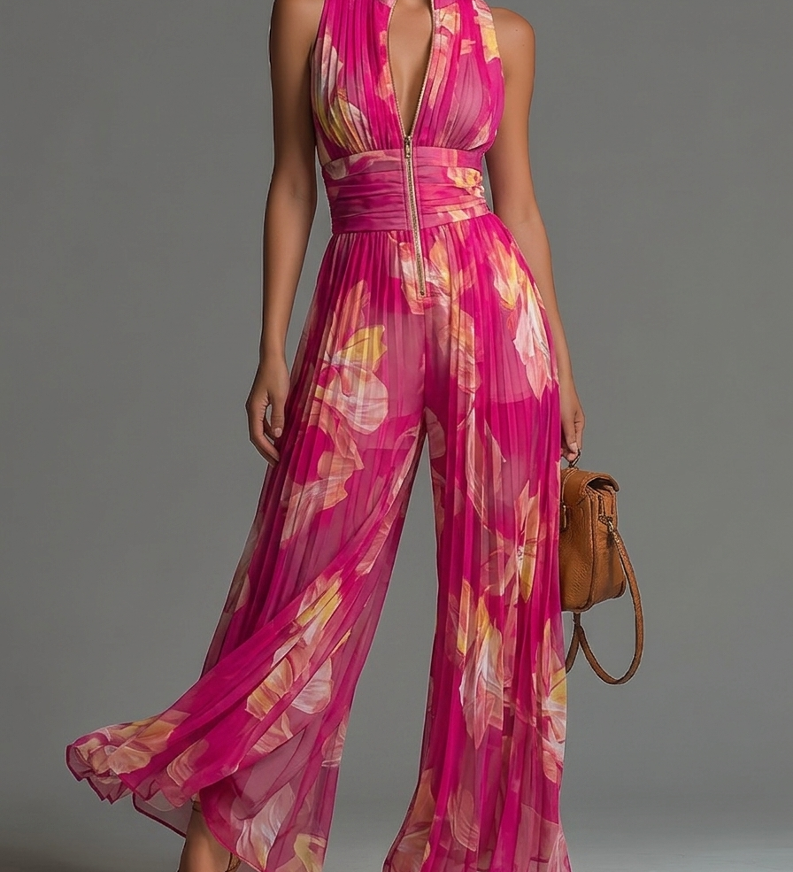 Niamh | Floral Pleated Jumpsuit