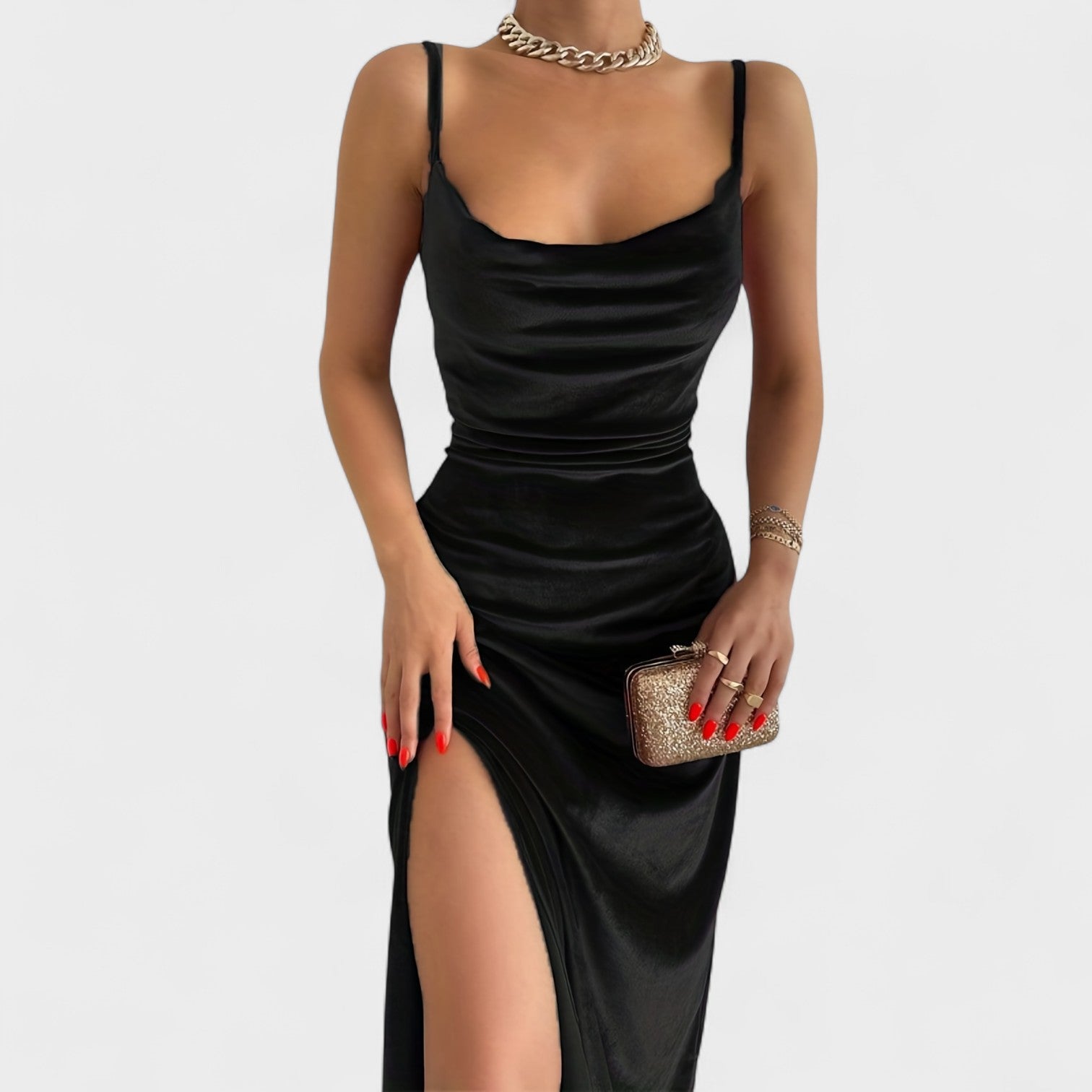 Eimear - Velvet Dress With Slit