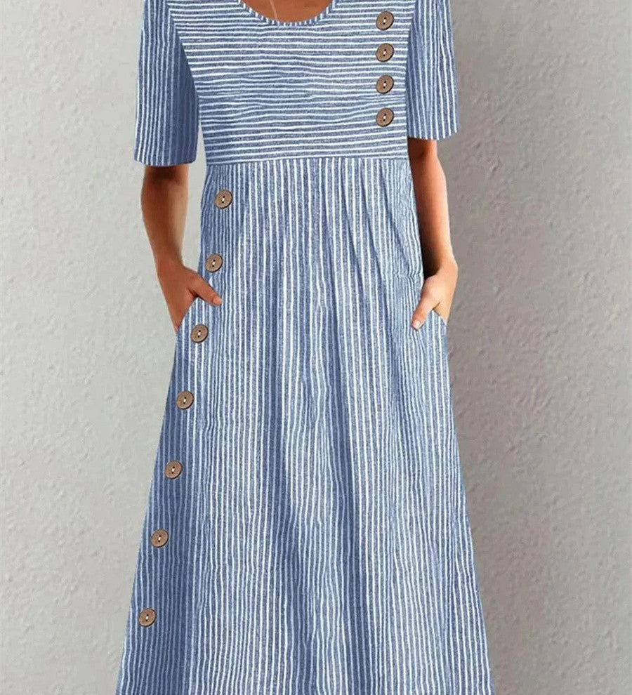 Triona | Striped Midi Dress