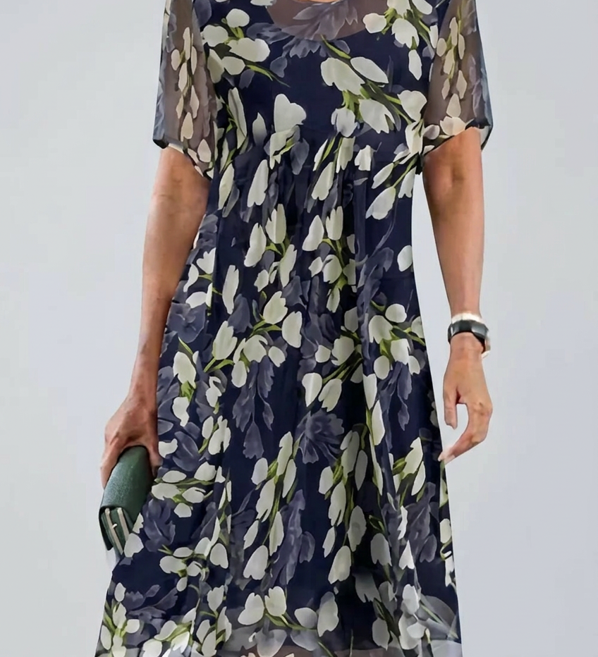 Easa | Floral Chiffon Dress