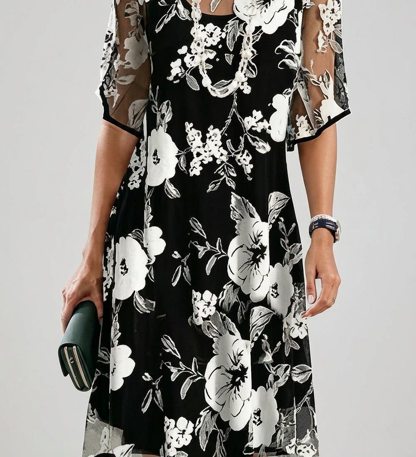 Easa | Floral Chiffon Dress
